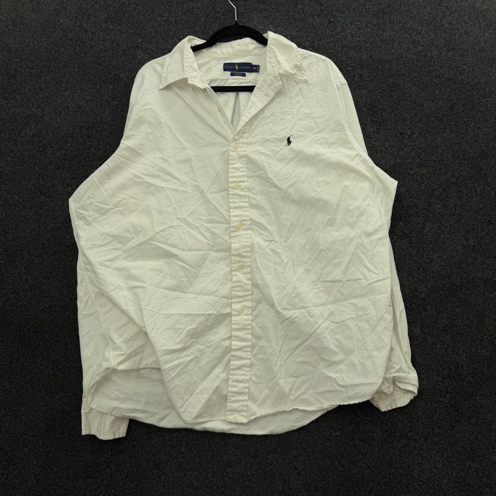 Vintage Ralph Lauren Custom Fit White Cotton Button Down Shirt Mens XXL Pony